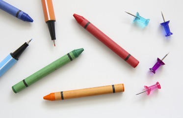 crayons and color pens