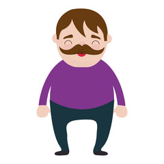 cartoon man with mustache icon over white background colorful design vector illustration