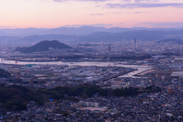 広島の夕暮れ　愛宕神社からの風景