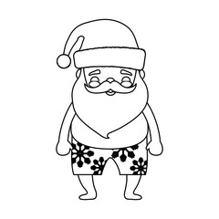 cartoon santa claus wearing swimsuit icon over white background  vector illustration