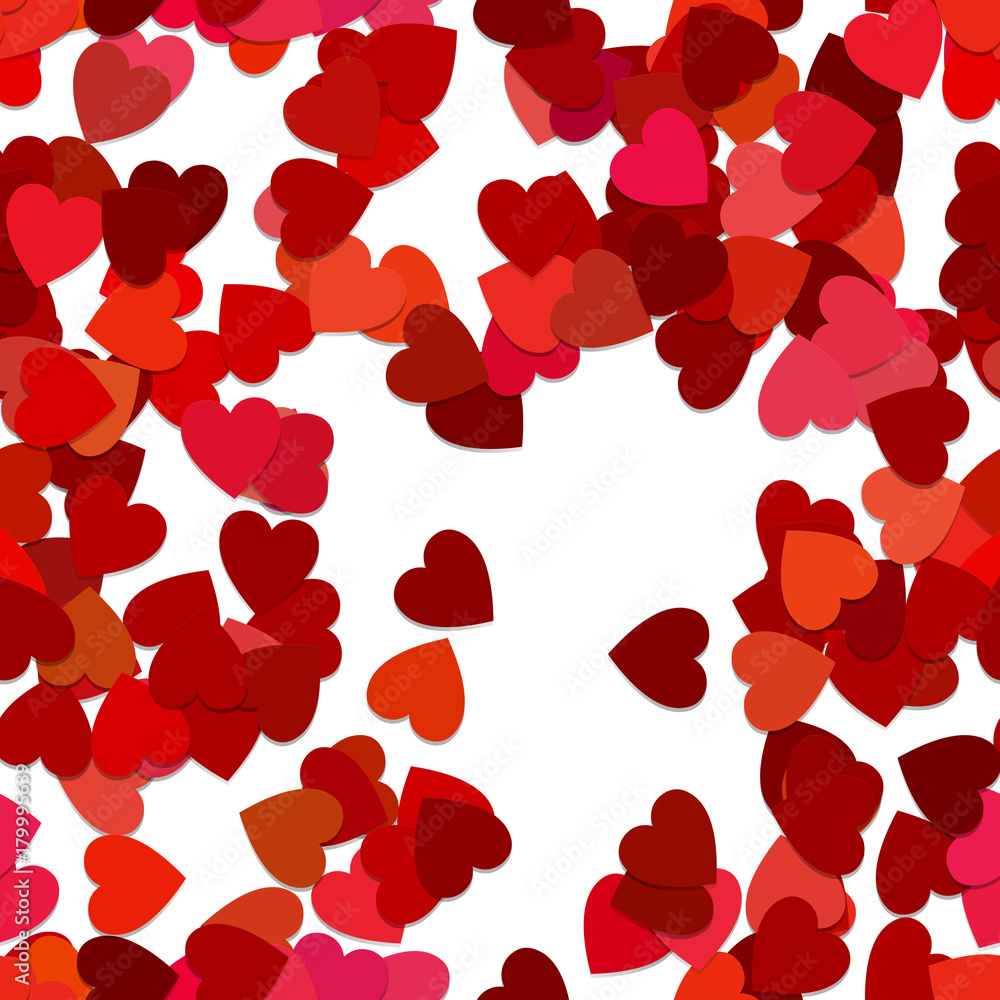 Poster repeating geometrical heart pattern background - vector illustration from rotated red hearts with sh