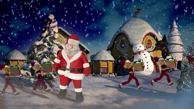 cartoon Santa Claus dancing render 3D