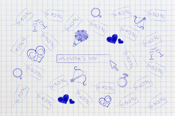 Fototapeta premium valentines day symbols and search engine bar with query