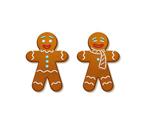 Gingerbread men. Vector Christmas and New Year holiday elements.