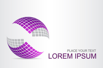 Naklejka premium Logo stylized spherical surface with abstract shapes