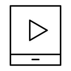Tablet with play button thin line icon. Vector pictogram