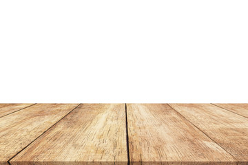 Wood table isolated on white background