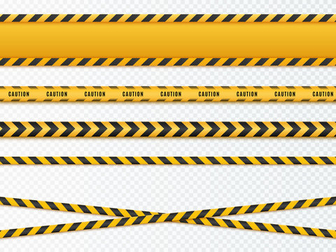 Yellow and black danger tapes. Caution lines isolated. Vector