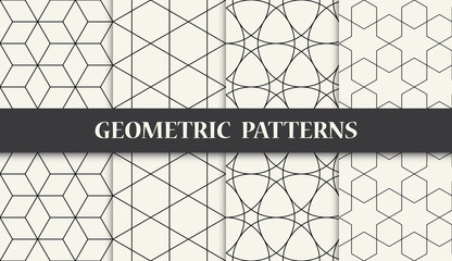 black and white geometric vector pattern set
