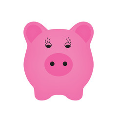 pink piggy bank icon- vector illustration