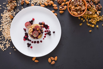 Healthy breakfast - oatmeal porridge, still life