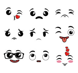 collection of cute emoji cartoon face