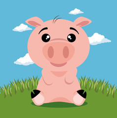 Obraz na płótnie Canvas cute pig animal cartoon