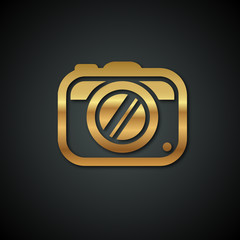 Stylish logos with a gold camera on a black background