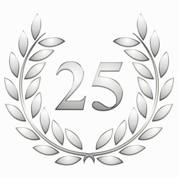 Couronne de lauriers 25, argent sur fond blanc