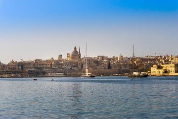 Fototapeta na wymiar Typical Seaside port in Valletta in Malta