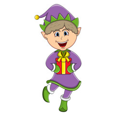 Cute christmas elf girl - cartoon