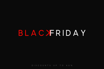 Black Friday sale, stylish lettering red white on dark background.