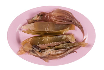  pickled octopus  on plate