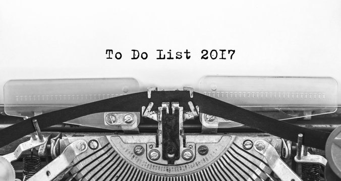 To Do List 2017 typed words on a old Vintage Typewriter. Close up.