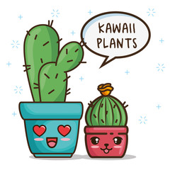 kawaii pot natural plant cartoon vector illustration graphic design