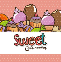kawaii sweets and candies cartoon vector illustration graphic design