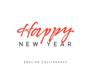 Text Happy New Year. Xmas calligraphy lettering.