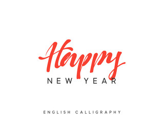 Text Happy New Year. Xmas calligraphy lettering.