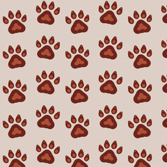 Seamless vector pattern with traces of dogs on background. Cute endless template for 2018 year.