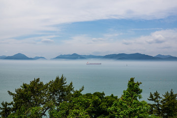 Fototapeta na wymiar Beautiful ocean view of Gumi-dong beach in Namhae-gun, Gyeongsangnam-do