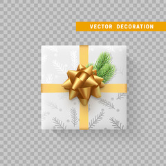 Gift box with bow and ribbon isolated on transparent background