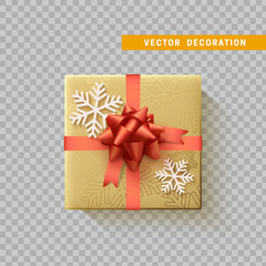 Gift box with bow and ribbon isolated on transparent background