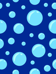 light blue bubbles water drop on marine blue background seamless pattern vector decor illustration