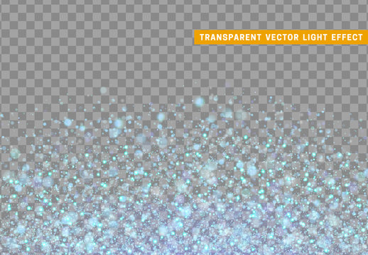 Glowing lights blue glitter. Sparkle particles texture. Christmas dust, luxury sparkling vector background