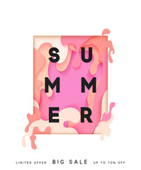Bright summer background in the style of paper vague paint