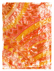 Watercolor grunge background in bright colors. Vintage poster, banner, scrapbook page. Handmade aged paper texture in retro style.