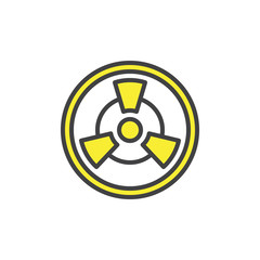 Toxic filled outline icon, line vector sign, linear colorful pictogram isolated on white. Radioactive hazard symbol, logo illustration. Pixel perfect vector graphics