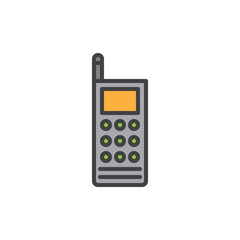 Walkie talkie filled outline icon, line vector sign, linear colorful pictogram isolated on white. Portable two-way radio transceiver symbol, logo illustration. Pixel perfect vector graphics