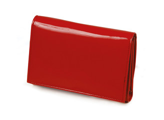 The red tone leather wallet isolated over white background