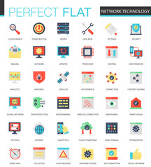 Vector set of flat Network technology icons.