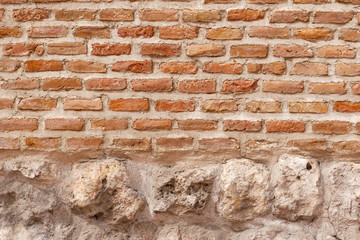 Wall, rustic stone and brick.