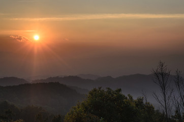 The mountain and sky cloudy landscape at chiang mai district thailand.