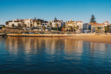 Cascais sea view and beach in Cascais, Lisbon district, Portugal - obrazy, fototapety, plakaty
