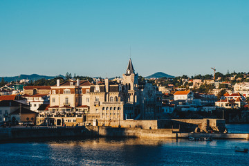 Fototapeta na wymiar View of the beautiful town of Cascais, Portugal at sunset
