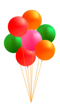 Color glossy balloons on white