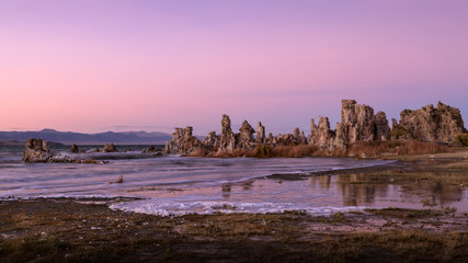 Tufa formations in Mono Lake at Sunset