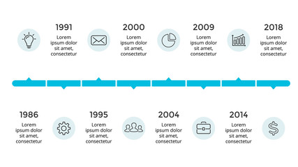 Vector arrows circles timeline infographic, diagram chart, graph presentation. Business progress concept with 8 options, parts, steps, processes.