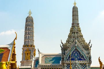 Towers of Wat Phra Kaew, commonly known in English as the Temple of the Emerald Buddha and...