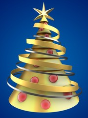 3d golden Christmas tree