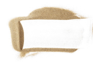 Fototapeta na wymiar Pile desert sand isolated on white background, top view